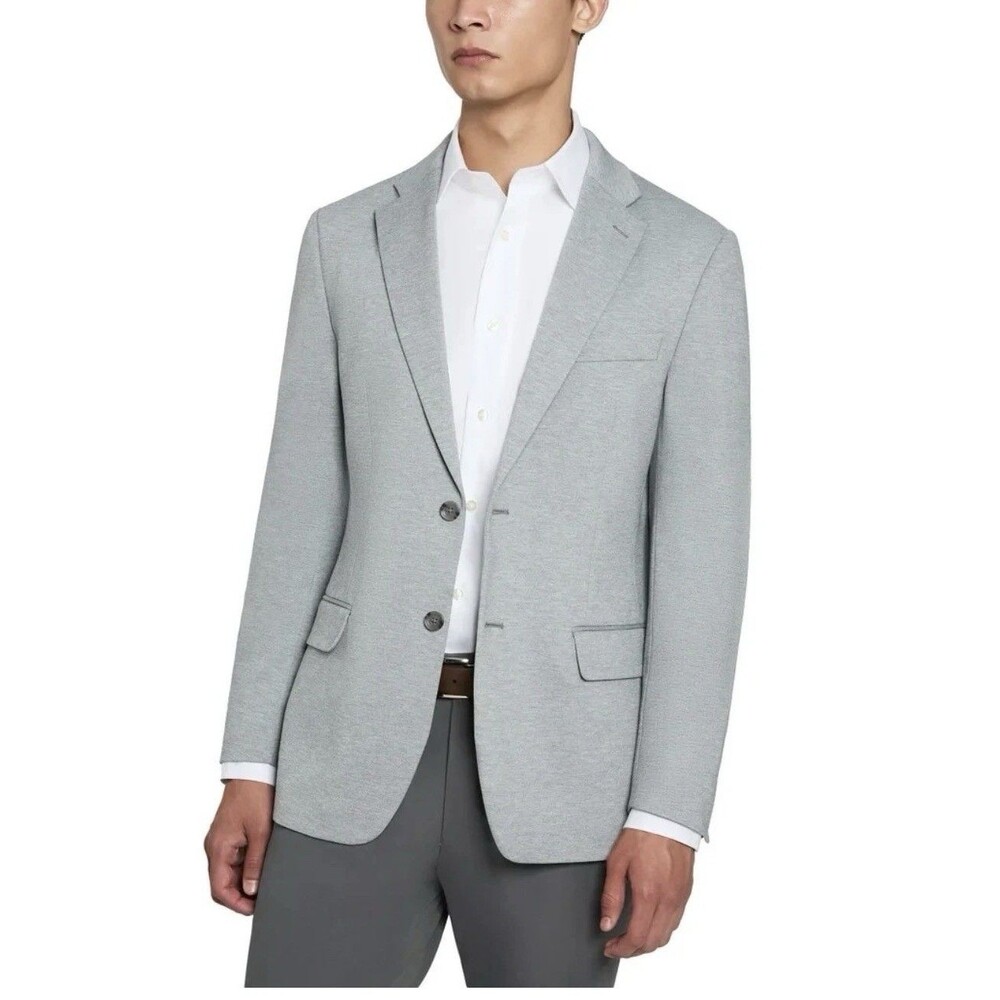 Kenneth Cole Men's New York Knit Blazer Classic Fit Jacket, Gray, Size M